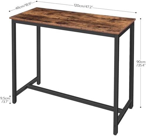 HOOBRO Bar Table, Rectangular Pub Table, 47.2" Counter Height Bar Table - Image 3