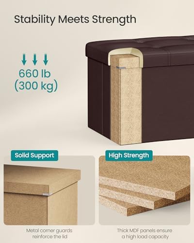 SONGMICS Storage Ottoman Bench, 43.3 Inches Folding Foot Rest Stool - Image 4