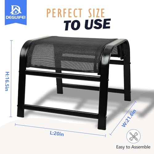 Outdoor Ottoman Footrest Stool 2 Set Portable Iron Footstools - Image 3