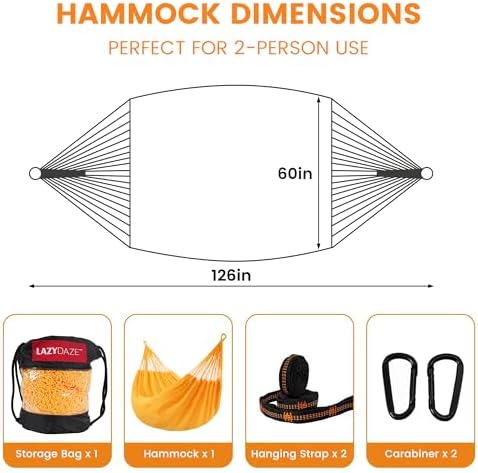 Lazy Daze XL Handwoven Mayan Hammock, 10.5FT Double Camping Hammocks - Image 3