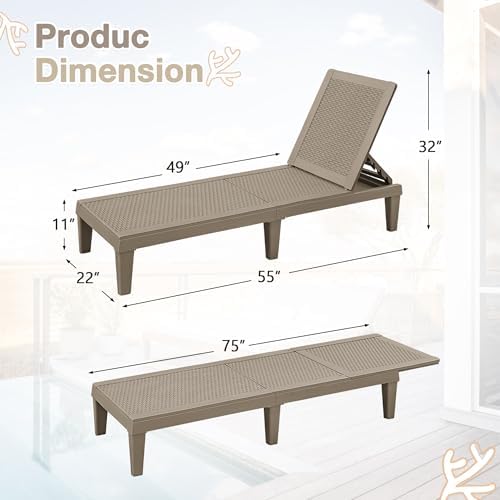 Homall Outdoor Lounge Chairs Set of 2, Quick Assembly & Waterproof Patio Chaise - Image 3