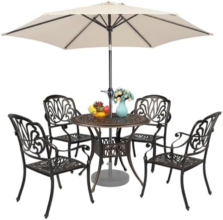 VINGLI 6-Piece Cast Aluminum Outdoor Patio Dining Set by VINGLI