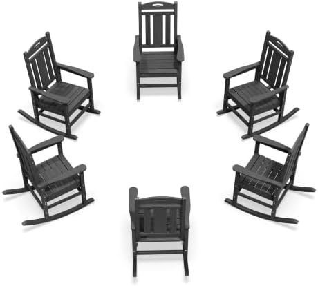 Oversized Outdoor Rocking Chairs Set of 6, 380lbs Heavy-Duty Large Patio Rocker by CIOKEA
