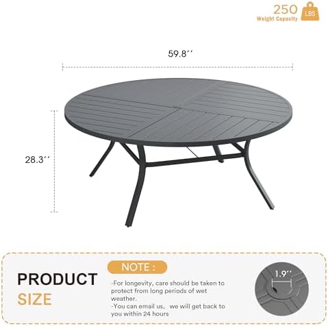 VICLLAX Round Patio Table with Adjustable Umbrella Hole - Image 3