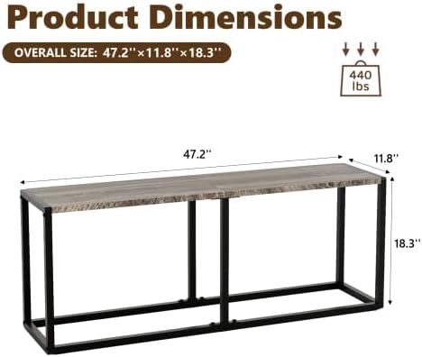 VINGLI Set of 2 47.2 Inch Indoor Outdoor Patio Benches Metal Frame - Image 3