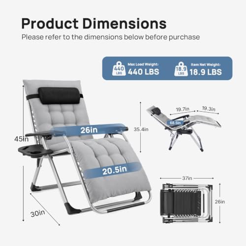 DUMOS Zero Gravity Chair, Lounge Chair Outdoor - Image 2