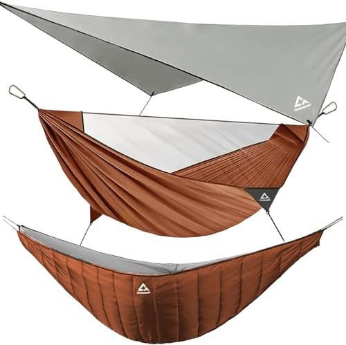Camping Hammock with Mosquito Net, Underquilt & Rain Fly Tarp by CROSSHIP