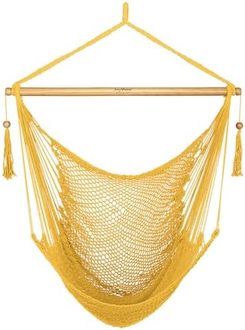 JoyView Hanging Hammock Chair, Caribbean Rope Swing Chair Wood Spreader Bar by JoyView