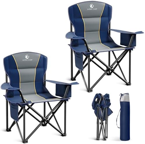 Folding Camping Chair Oversized Heavy Duty Padded Outdoor Chair by LETSCAMP