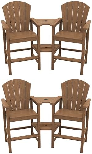 SERWALL Tall Adirondack Chairs Set of 4, HDPE Bar Height Outdoor Chairs by SERWALL