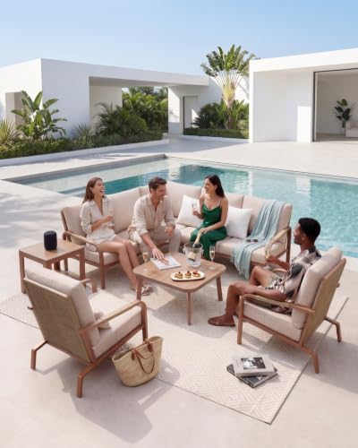 5 Piece L-Shaped Outdoor Sectional Sofa Patio Conversation Set - Image 4