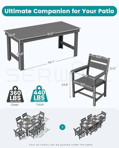 SERWALL HDPE Outdoor Dining Table and Chairs Set - Image 2