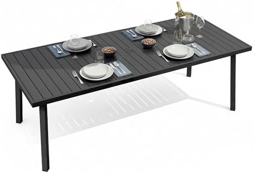 82" Outdoor Dining Table, Aluminum Patio Table by CikaCikaOutdoorFurnitureSet