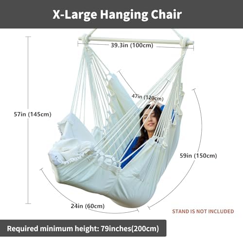 XL Hammock Chair with Footrest, Steel Spreader Bar, 500 lb Capacity - Image 6