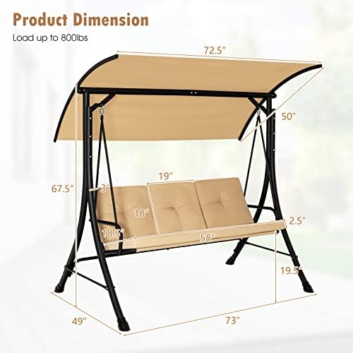Tangkula 3 Person Porch Swing - Image 4