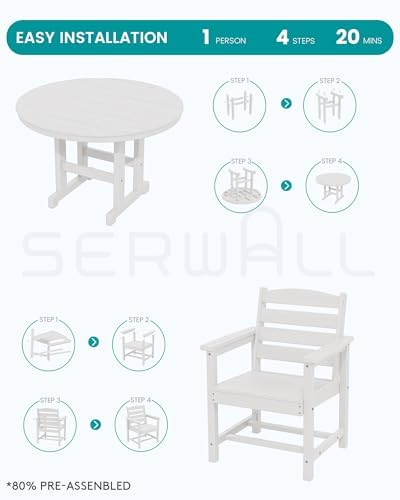 SERWALL 5-Piece Patio Dining Set, 4 Chairs - Image 6