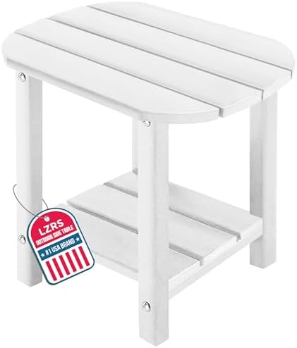 2-Tier Patio Side Table, Heavy Duty HDPE Outdoor End Table by LZRSPET