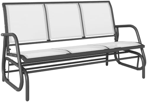 Outsunny 3-Person Patio Glider Bench Outside 3 Seats Cream White by Outsunny