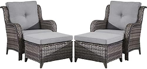 Wicker Furniture 4 Pieces Outdoor Patio Furniture Set Patio Chairs - Image 2