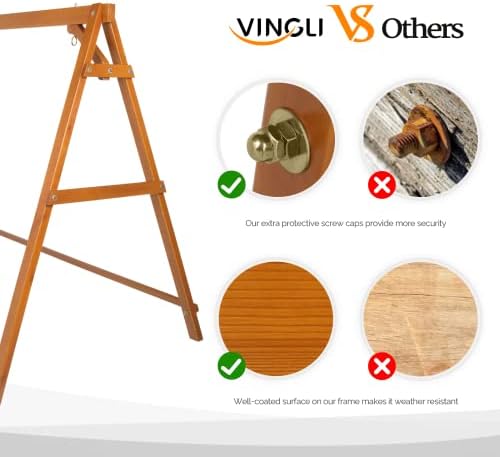 VINGLI 6.9FT Wooden Porch Swing Frame - Image 3