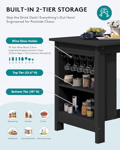 SERWALL 3-Piece Outdoor HDPE Counter-Height Bar Set - Image 6