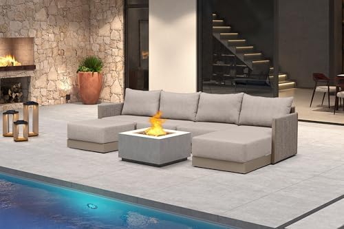 PURPLE LEAF Outdoor Conversation Set 6 PCS w/Ottoman PP Rope Sofa by PURPLELEAF