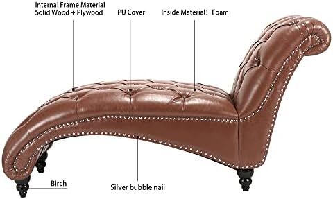 62.8" Faux Leather Chaise Lounge Indoor - Image 4