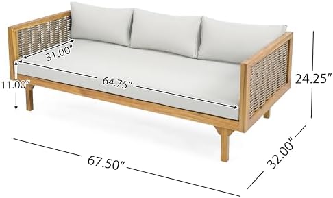 Merax 67.5" Outdoor Patio Daybed 3 Seater Sofa Bed, Acacia Wood Frame - Image 2