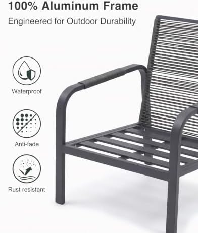 4-Piece Aluminum Patio Set, 2 Chairs & Side Table - Image 6