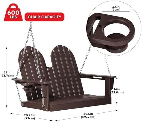 Savannah 4ft Outdoor HDPE Farmhouse Hanging Porch Swing - Image 2