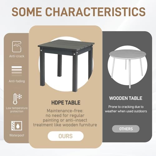 Gray 18in Square HDPE Adirondack Outdoor Side & End Table - Image 5
