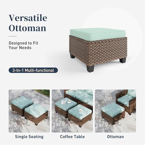 Patio Furniture Set Outdoor Brown Wicker Conversation Sets - Image 7