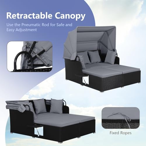 COSTWAY Outdoor Daybed with Retractable Canopy - Image 2