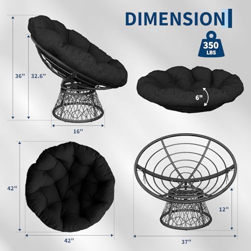 Garvee Papasan Chair, Heavy-Duty Steel Frame, 360° Swivel Base - Image 2