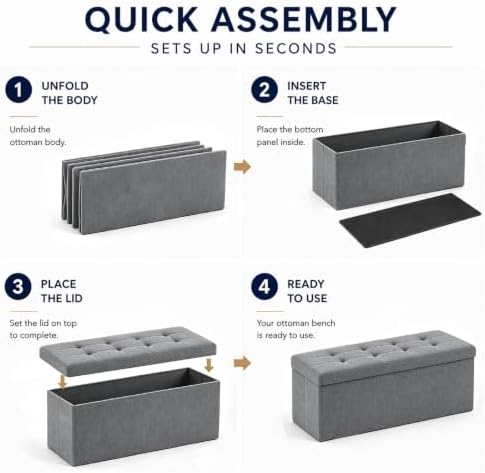 ALASDO 43 Inch Folding Storage Ottoman Bench - Image 4