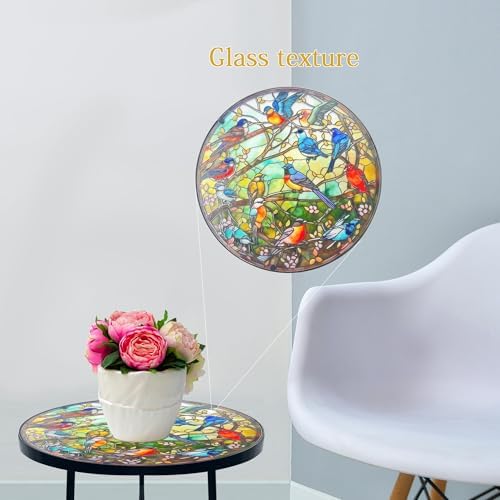 Mosaic Birds Outdoor Side Tea Table, Glass Plant Tables Indoor Decorative Metal - Image 5