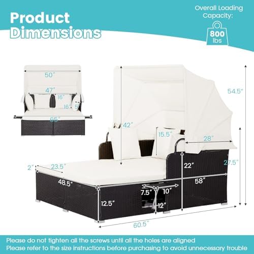 COSTWAY Outdoor Daybed with Retractable Canopy - Image 5