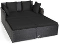 Tangkula Outdoor Rattan Daybed, Wicker Furniture by TANGKULA