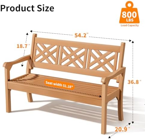 54" Poly Lumber Outdoor Patio Bench Weatherproof - Image 3