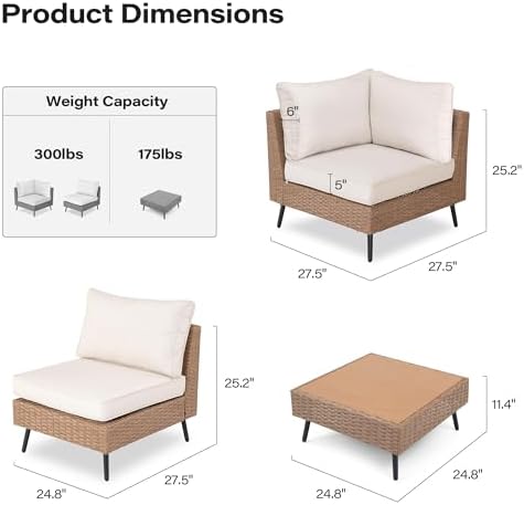 Outdoor Patio Furniture, 7 Piece Outdoor Sectional Sofa PE Rattan Wicker Patio - Image 5