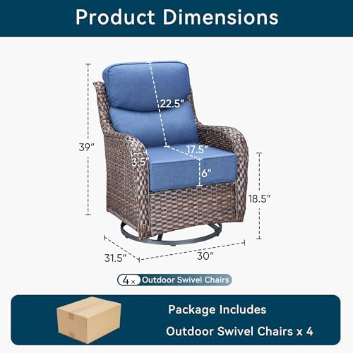 Luxury Outdoor Swivel Rocker Patio Chairs-4 Pieces High Back Swivel Rocker - Image 2
