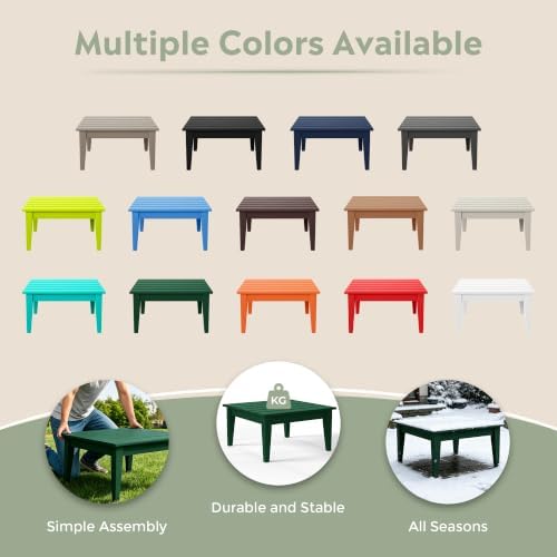 32 Inch Ashore Outdoor Coffee Table, Dark Green - Image 6