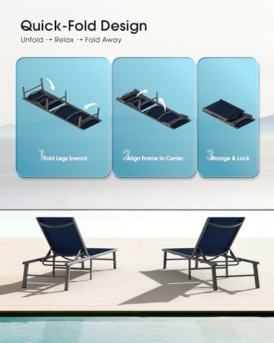 Ciokea Foldable Outdoor Lounge Chair Set of 4 - Image 6