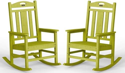 Oversized Outdoor Rocking Chairs Set of 2, 380lbs Heavy-Duty Large Patio Rocker by CIOKEA
