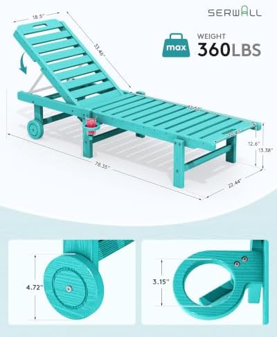 SERWALL HDPE Outdoor Chaise Lounge Set of 2 - Image 3