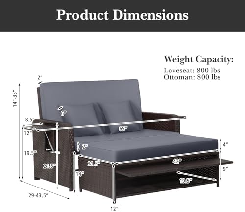RELAX4LIFE Wicker Patio Outdoor Daybed - Image 3