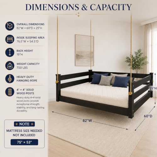 Amish Made Black Full Bed Hanging Daybed Made in USA - Image 2