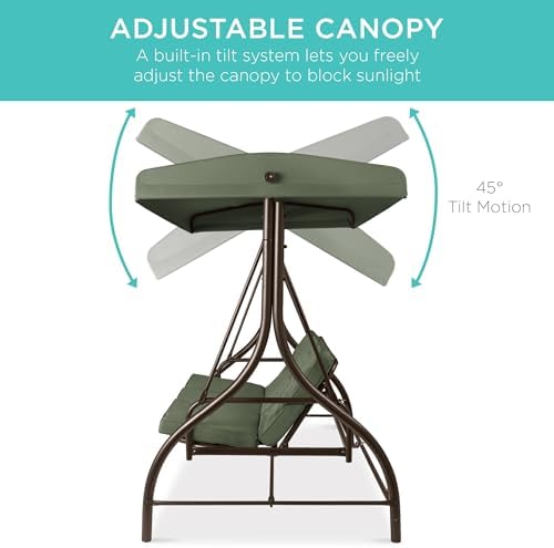 Best Choice Products 3-Seat Outdoor Large Converting Canopy Swing Glider - Image 4