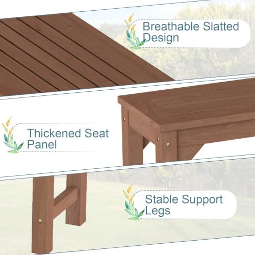 Tangkula 40" Fir Wood Outdoor Bench Backless, 2-Person Patio Dining Bench - Image 7