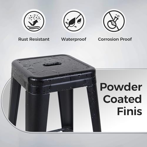 24 Inch Matte Black Metal Counter Stools - Image 5
